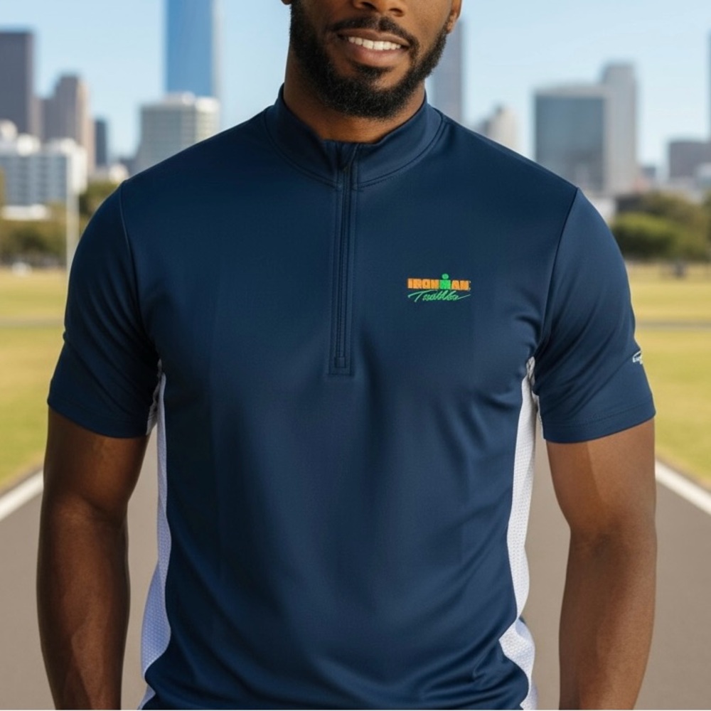 Iron Man Navy and White Half-Zip Shirt